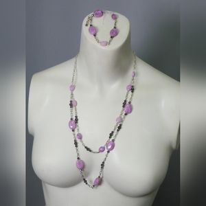 Purple Amethyst and Crystal Silver Plated 3 Piece Jewelry Collection